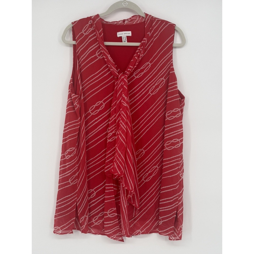 Susan Graver Red Sleeveless Blouse 1X